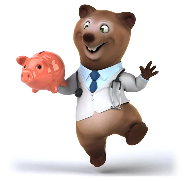 Divertido oso con piggybank —  Fotos de Stock