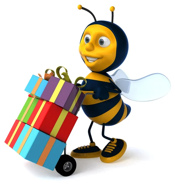 Abeja divertida con regalos —  Fotos de Stock