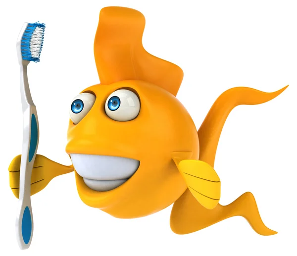 Fun fish with toothbrush — Stock Photo, Image