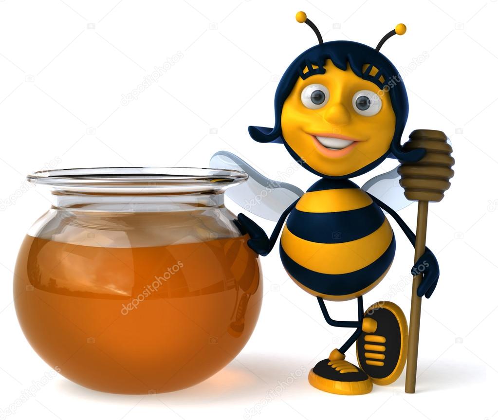 Fun bee with honey