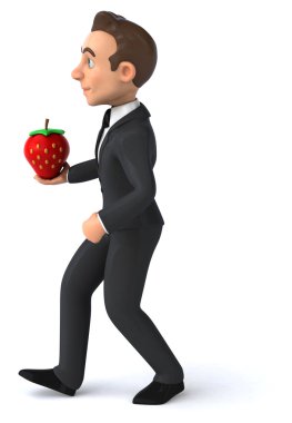 Çilek ile eğlenceli iş adamı