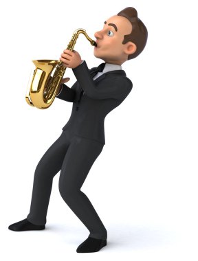 Saksafon ile eğlenceli iş adamı