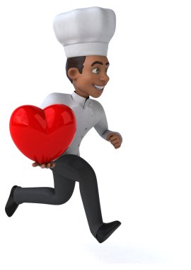 Büyük kırmızı kalp ile eğlenceli Şef