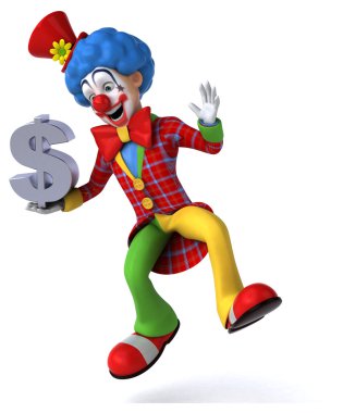 Dolar işareti olan eğlenceli palyaço