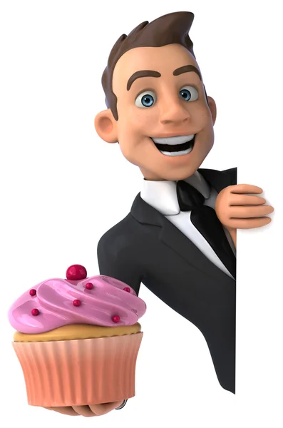 Fun businessman with cupcake — Stock Photo, Image