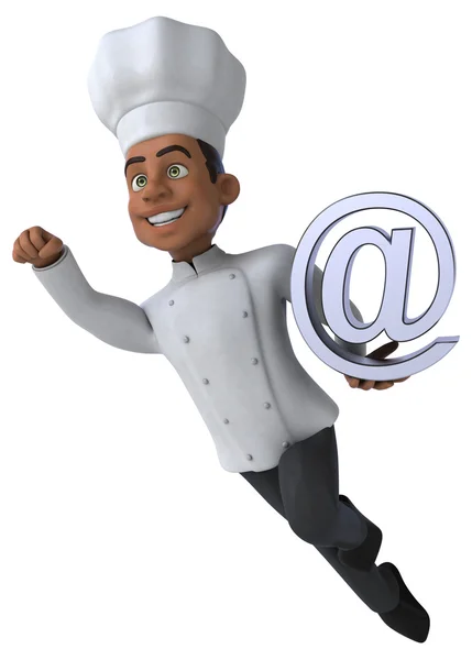 Chef divertido con signo de correo electrónico — Foto de Stock