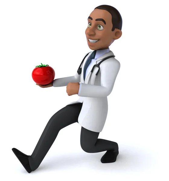 Médico divertido con tomate rojo — Foto de Stock