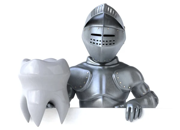 Fun knight with healthy tooth — Stock Photo, Image