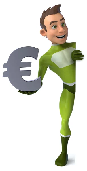 Kul superhjälte med eurotecknet — Stockfoto