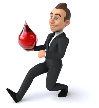 Kan damlası ile eğlenceli iş adamı