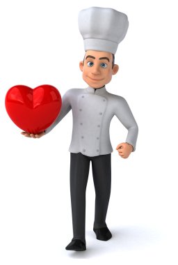 Büyük kırmızı kalp ile eğlenceli Şef