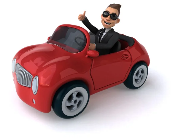 Fun auto met zakenman binnen — Stockfoto