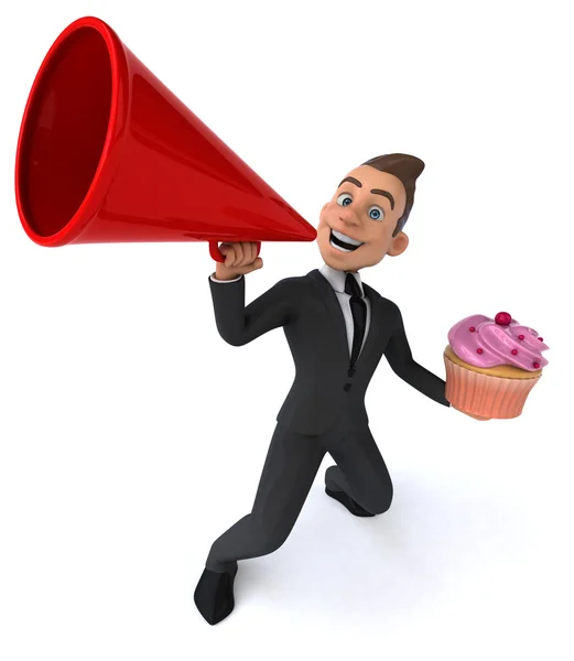 Leuk zakenman met cupcake — Stockfoto
