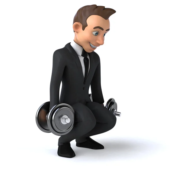 Fun businessman with dumbbells — Stock Photo, Image