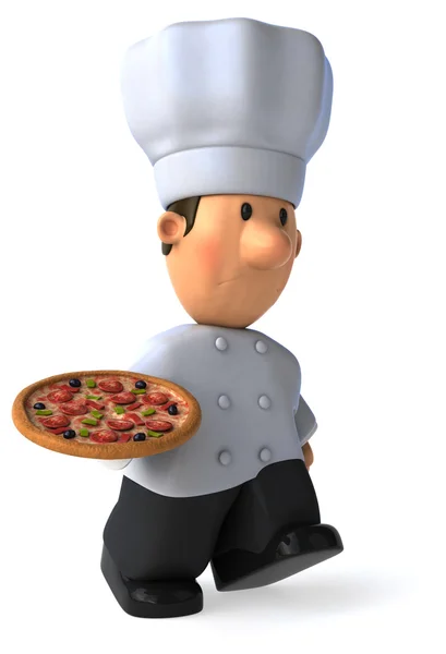 Chef divertido sosteniendo pizza — Foto de Stock