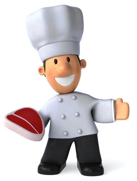 Chef divertido con filete —  Fotos de Stock