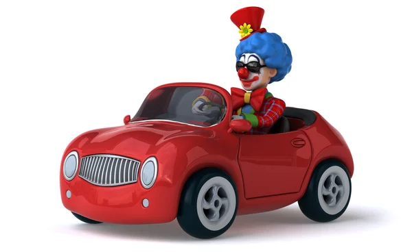 Fun clown sitting in car — Stock Photo, Image