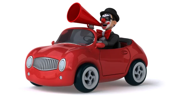 Leuk clown zitten in auto — Stockfoto