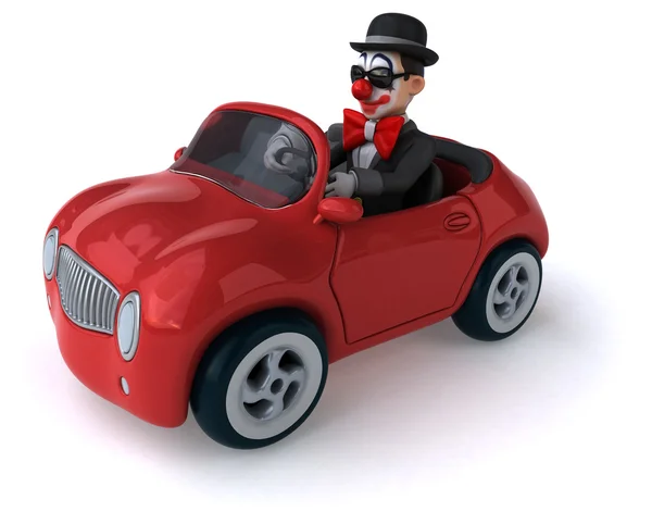 Leuk clown zitten in auto — Stockfoto