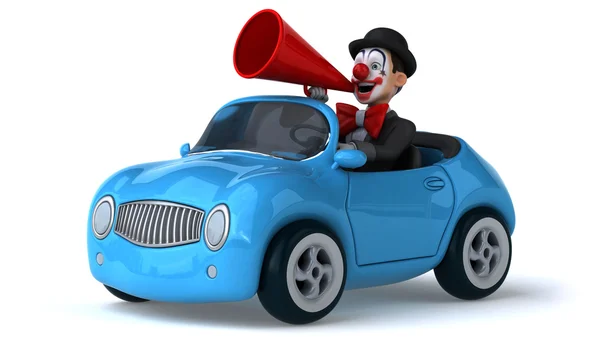 Zábavný klaun sedí v autě — Stock fotografie