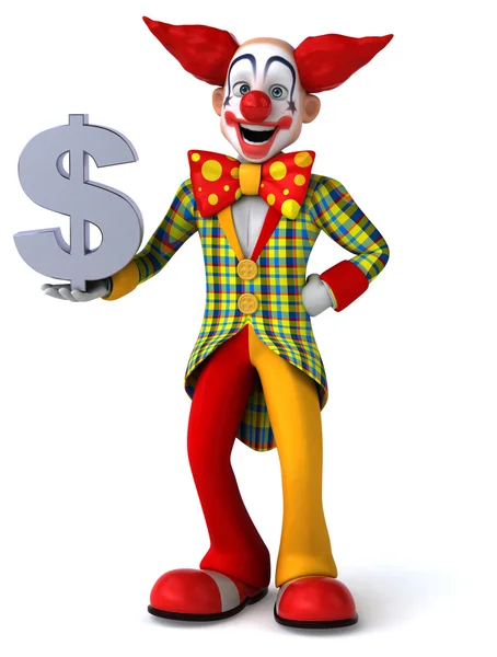 Fun clown holding dollar sign — Stock Photo, Image