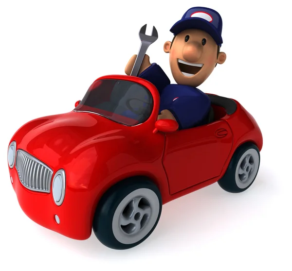 Fun car with mechanic inside — Stock Photo, Image