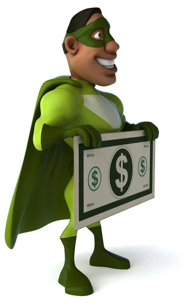 Fun superhero with dollar sign — Stock Photo, Image