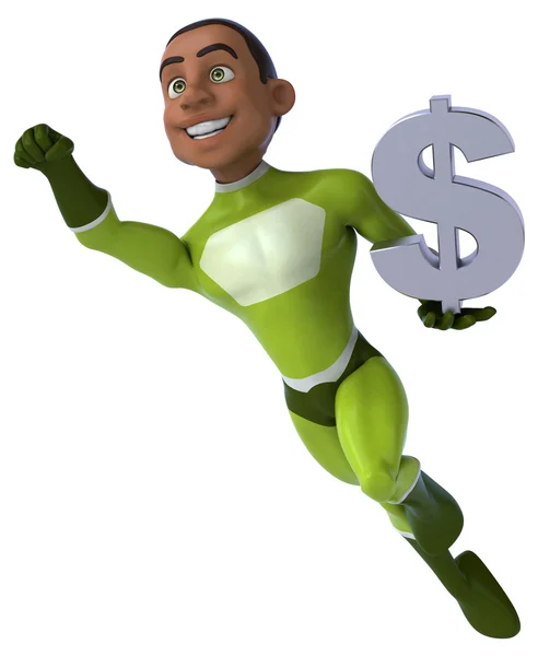 Spaß-Superheld mit Dollarzeichen — Stockfoto