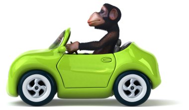 Arabada eğlenceli maymun