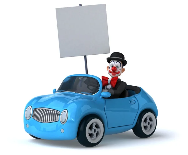 Веселый клоун в машине — стоковое фото