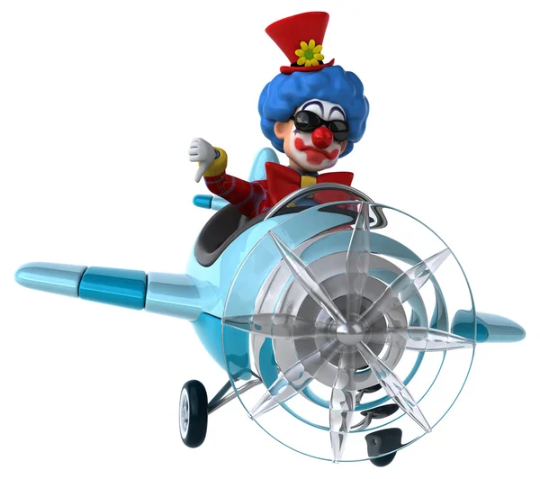 Веселий мультиплікаційний клоун на літаку — стокове фото