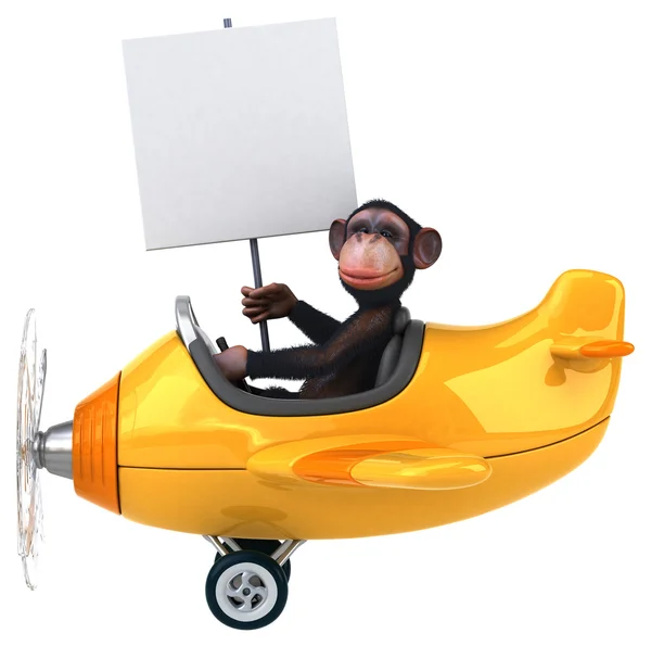 Divertido mono de dibujos animados en el avión — Foto de Stock