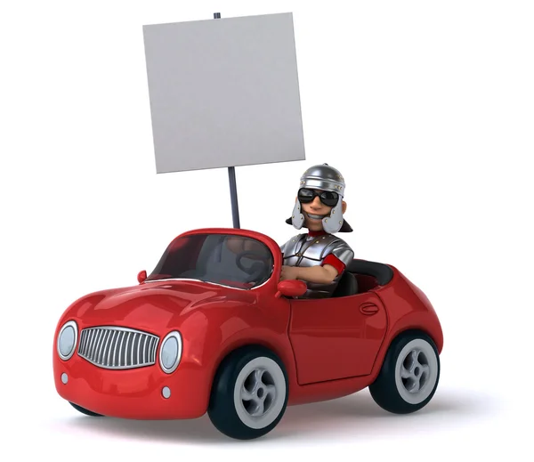 Fun car with roman solider — Stock Photo, Image