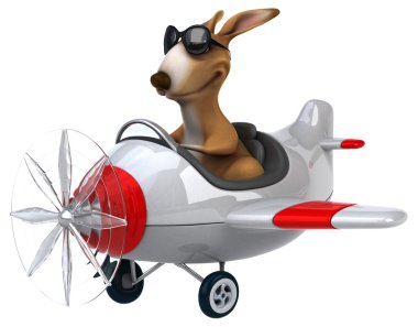 Uçakta eğlenceli çizgi film kanguru