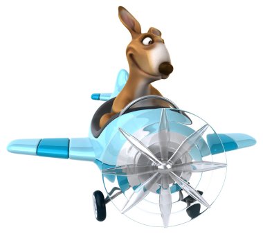 Uçakta eğlenceli çizgi film kanguru