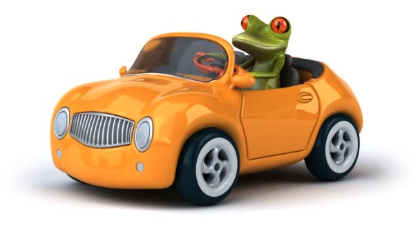 車で楽しいカエル — ストック動画