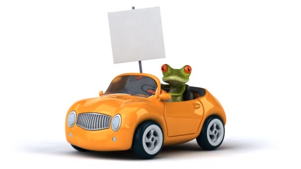 Весела жаба в машині — стокове відео