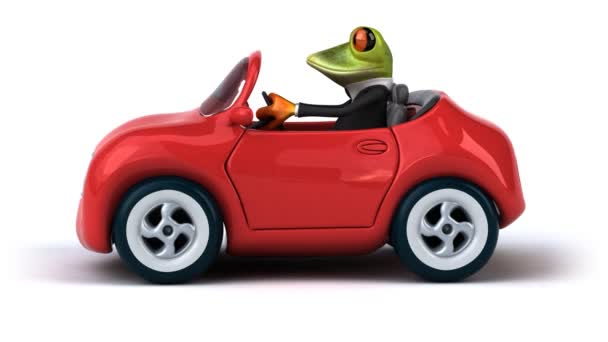 在车里的有趣青蛙 — 图库视频影像