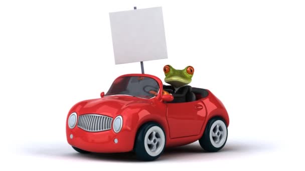 Весела жаба в машині — стокове відео