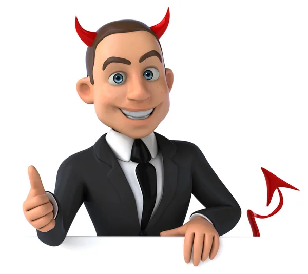 Fun cartoon devil businessman — Stock Photo, Image