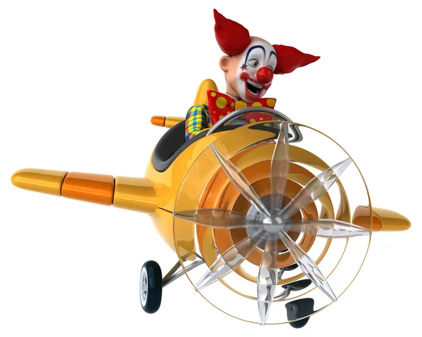 Fun clown on airplane — Stock Photo, Image
