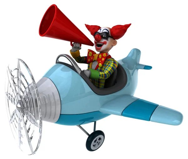 Clown divertente in aereo — Foto Stock