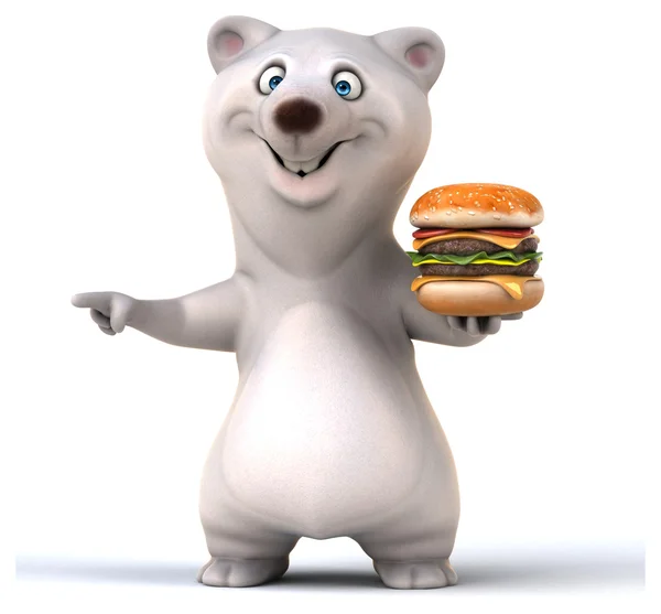 Fun bear with burger — Stock Photo, Image