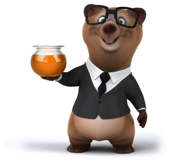 Веселий ведмідь з медом — стокове фото