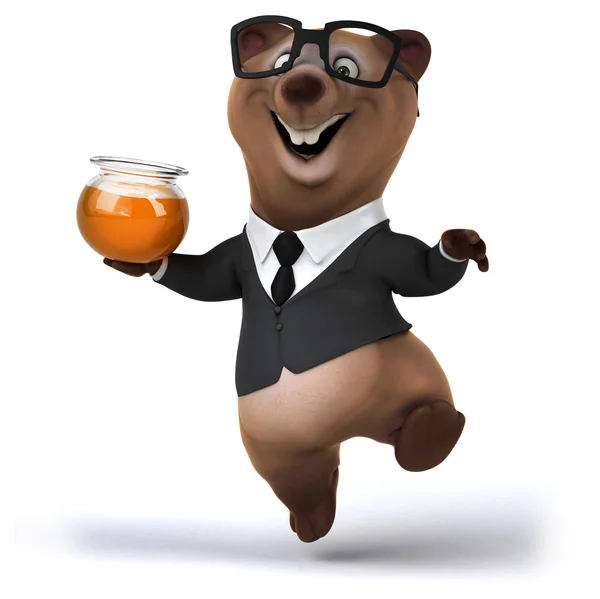 Веселий ведмідь з медом — стокове фото