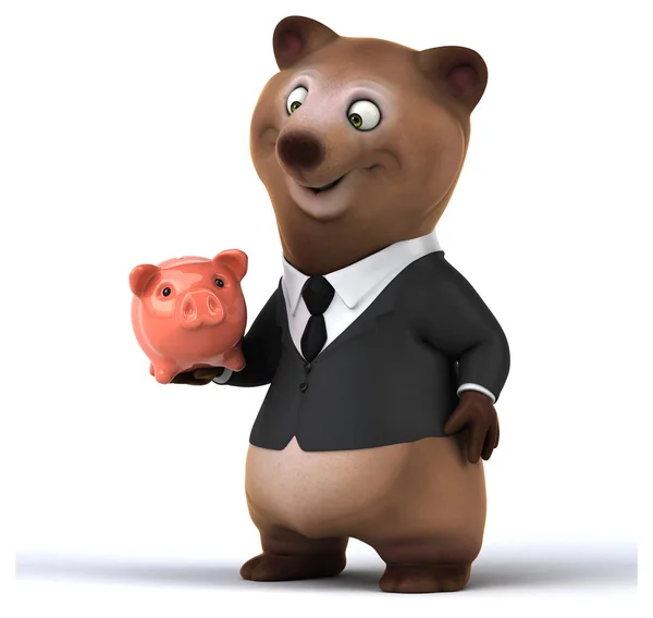 Divertido oso con piggybank —  Fotos de Stock