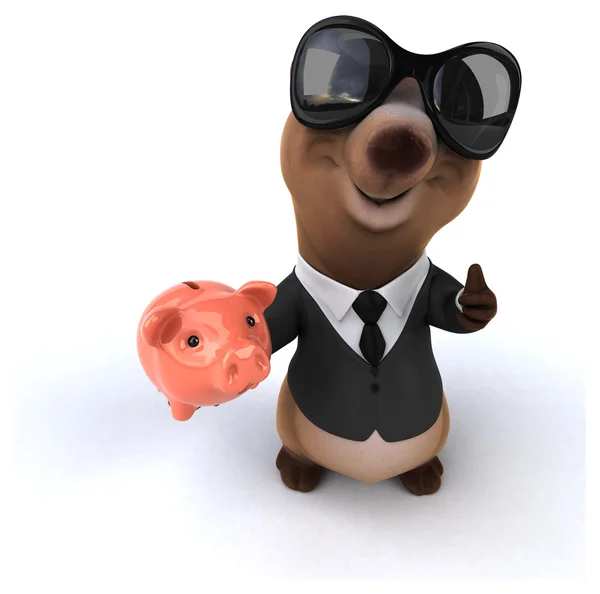 Divertido oso con piggybank —  Fotos de Stock