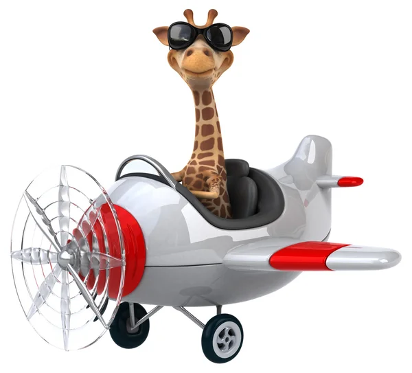 Fun-giraffe in vliegtuig — Stockfoto