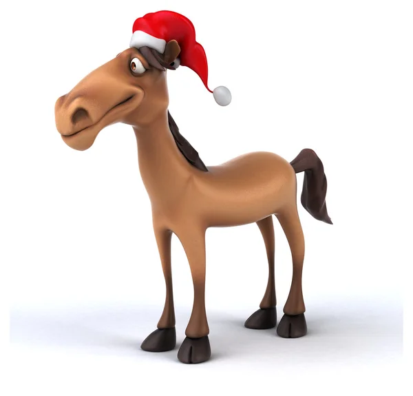 Leuke cartoon paard in Kerstman hoed — Stockfoto