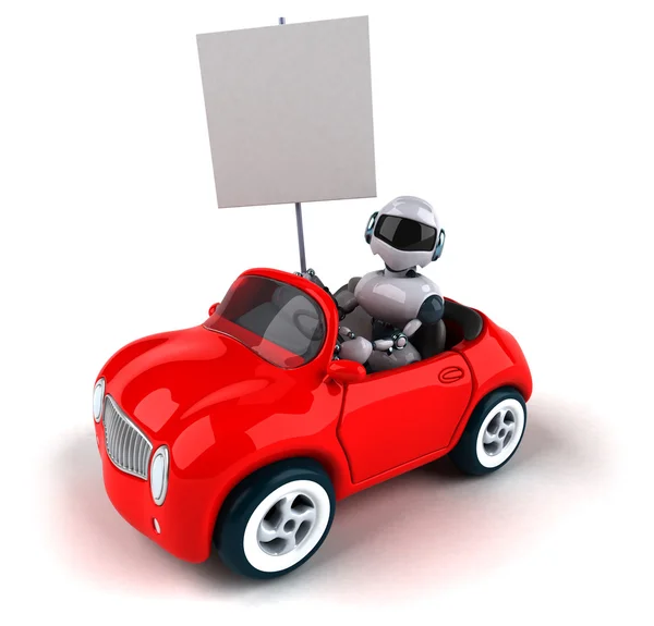 Robot karikatury v autě — Stock fotografie